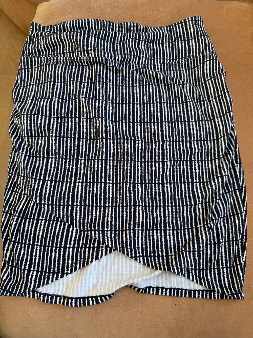 Athleta kickback faux layered wrap blue and white striped skirt size M